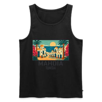 Mahdia Tunisie - Débardeur bio Premium Homme - noir - Devant - AI Model Male 178 light (178cm)