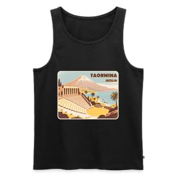 Taormina, Sicile - Débardeur bio Premium Homme - noir - Devant - AI Model Male 178 light (178cm)
