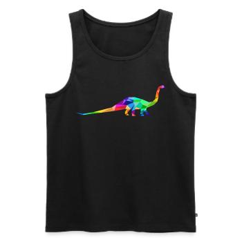 Colorful long-necked dinosaur made of polygons - Men's Premium Organic Tank Top - black - Front - AI Model Male 178 light (178cm)