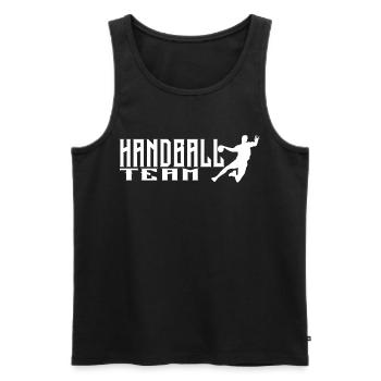 Handballteam Logo mit dynamischem Spielerdesign - Männer Premium Bio Tank Top - Schwarz - Vorne - Michal (187cm)