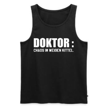 Doktor: Chaos im weißen Kittel - Männer Premium Bio Tank Top - Schwarz - Vorne - AI Model Male 178 light (178cm)