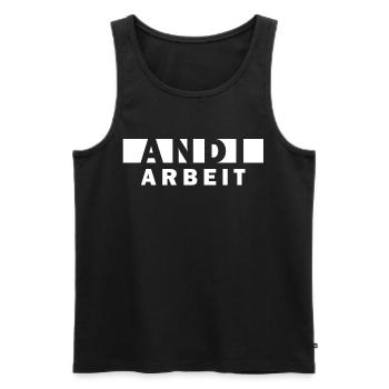 Andi Arbeit – Lustiger Namensspruch Andreas Andrea - Männer Premium Bio Tank Top - Schwarz - Vorne - AI Model Male 178 light (178cm)