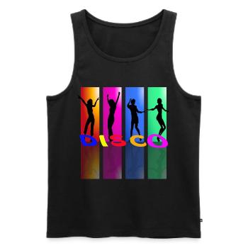 Disco musique cadeau danse danseur disc jockey DJ - Débardeur bio Premium Homme - noir - Devant - Michal (187cm)