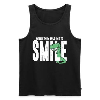 Dino dinosaur smile laugh teeth gift - Men's Premium Organic Tank Top - black - Front - Michal (187cm)
