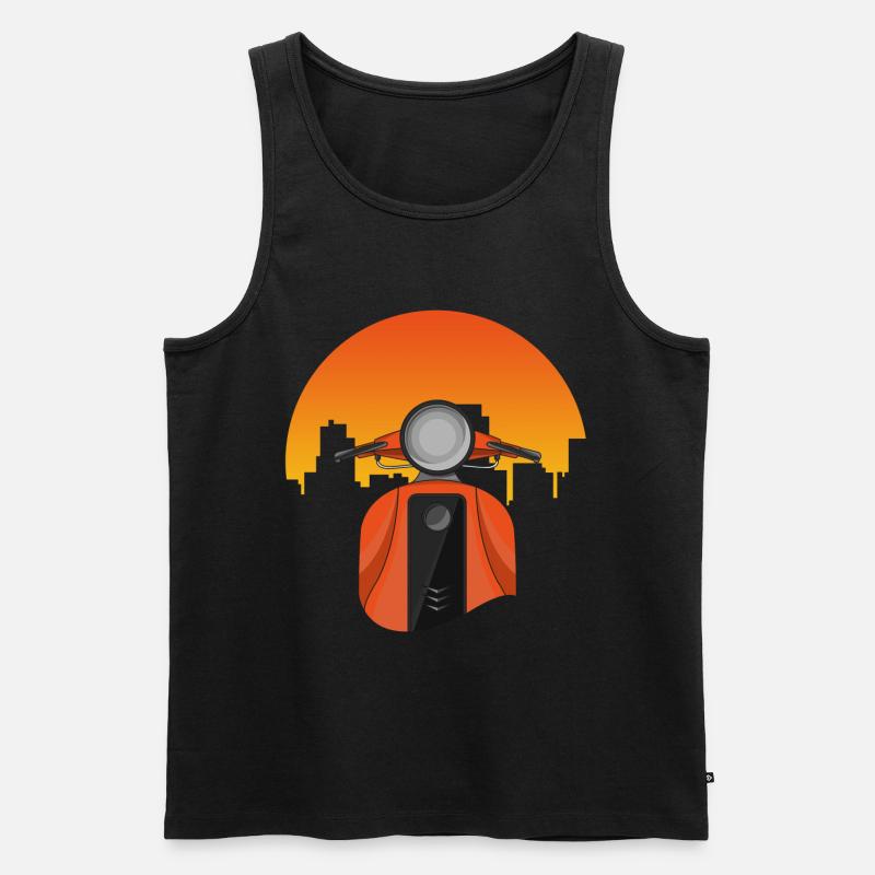 Moped mit Häuser - Männer Premium Bio Tank Top - Schwarz