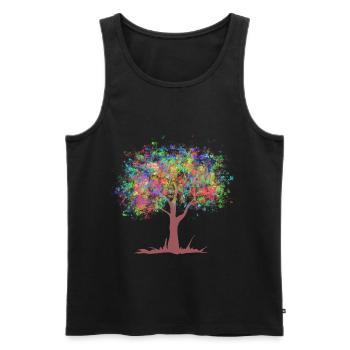 Arbre aux feuilles de couleurs arc-en-ciel - Débardeur bio Premium Homme - noir - Devant - AI Model Male 178 light (178cm)