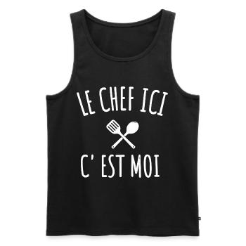 cuisine le chef c' est moi humour cuisinier cadeau - Débardeur bio Premium Homme - noir - Devant - AI Model Male 178 light (178cm)