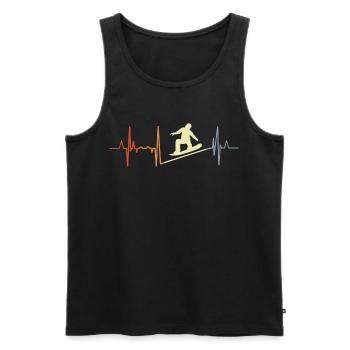 Vintage Snowboarding Herzschlag - Männer Premium Bio Tank Top - Schwarz - Vorne - AI Model Male 178 light (178cm)
