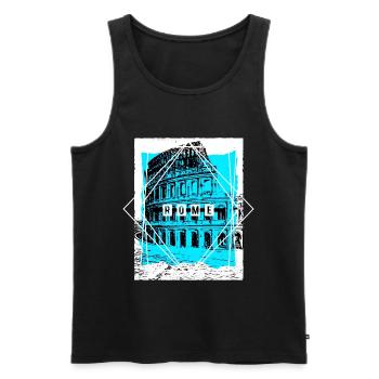 Rome Italie Ville Skyline Colisée Accueil Amour - Débardeur bio Premium Homme - noir - Devant - Michal (187cm)
