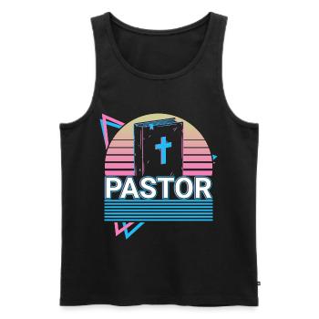 Pastor Christian Church Preacher Retro Gift - Men's Premium Organic Tank Top - black - Front - AI Model Male 178 light (178cm)