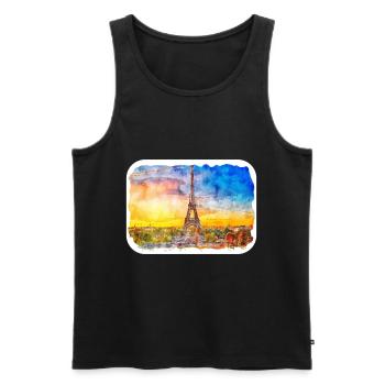 Paris Frankreich Aquarellskizze Gezeichnete Illustration - Männer Premium Bio Tank Top - Schwarz - Vorne - AI Model Male 178 light (178cm)