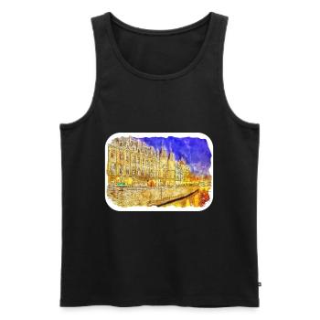 Saint-Pétersbourg Russie Aquarelle Esquisse Dessinée Illus - Débardeur bio Premium Homme - noir - Devant - Michal (187cm)