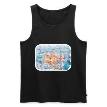 Lithuania Landmark Watercolor Sketch Illustration - Men's Premium Organic Tank Top - black - Front - Michal (187cm)