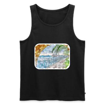 Australie Aquarelle Esquisse Dessinée à la Main Peinture - Débardeur bio Premium Homme - noir - Devant - Michal (187cm)