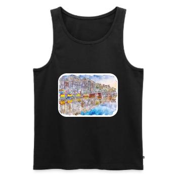 Amsterdam Pays-Bas Aquarelle Sketch Draw Drawi - Débardeur bio Premium Homme - noir - Devant - Michal (187cm)