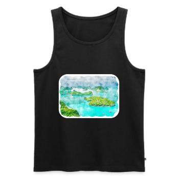 Thaïlande Aquarelle Esquisse Dessinée à la Main Illustration - Débardeur bio Premium Homme - noir - Devant - Michal (187cm)