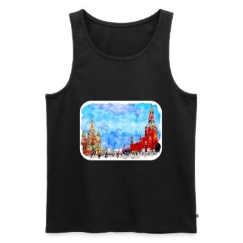 Moscou Russie Aquarelle Esquisse Dessin Dessiné - Débardeur bio Premium Homme - noir - Devant - Michal (187cm)