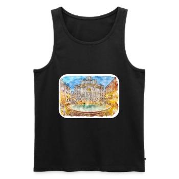 Rom Italien Aquarellskizze Gezeichnete Illustration - Männer Premium Bio Tank Top - Schwarz - Vorne - Michal (187cm)