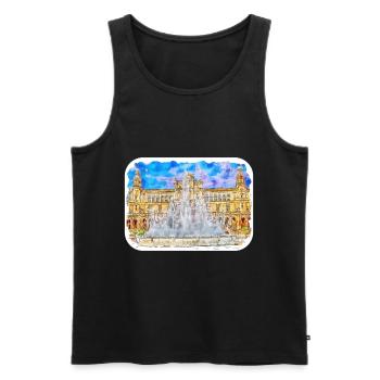 Spain Watercolor Sketch Hand Drawn Illustration - Men's Premium Organic Tank Top - black - Front - AI Model Male 178 light (178cm)