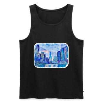 Chicago USA Watercolor Sketch Drawn Illustration - Men's Premium Organic Tank Top - black - Front - Michal (187cm)