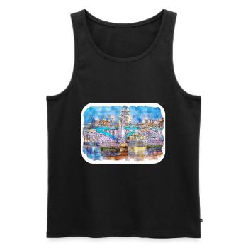 Uk Landmark Watercolor Sketch Painting Illustratio - Men's Premium Organic Tank Top - black - Front - Michal (187cm)