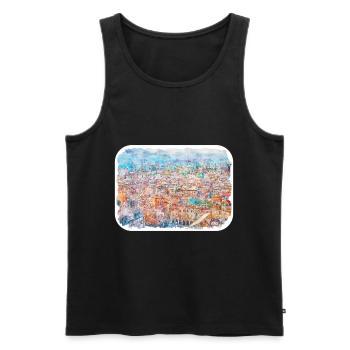 Bologne Italie Aquarelle Esquisse Illustration - Débardeur bio Premium Homme - noir - Devant - Michal (187cm)