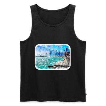 Chicago USA Watercolor Sketch Drawn Illustration - Men's Premium Organic Tank Top - black - Front - Michal (187cm)