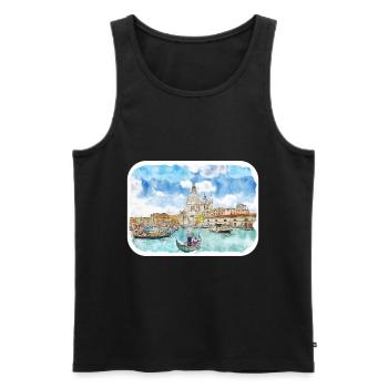 Venedig Italien Aquarellskizze Gezeichnete Illustration - Männer Premium Bio Tank Top - Schwarz - Vorne - Michal (187cm)