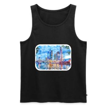 Moscou Russie Aquarelle Esquisse Dessin Dessiné - Débardeur bio Premium Homme - noir - Devant - Michal (187cm)