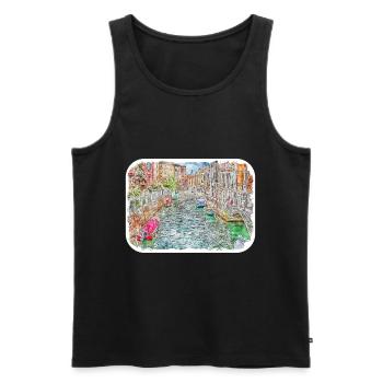 Venedig Italien Aquarellskizze Gezeichnete Illustration - Männer Premium Bio Tank Top - Schwarz - Vorne - Michal (187cm)