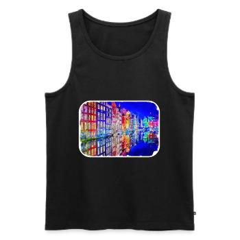 Amsterdam Netherlands Watercolor Sketch Drawing - Men's Premium Organic Tank Top - black - Front - Michal (187cm)