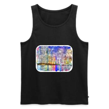 Dubai Uae Watercolor Sketch Hand Drawn Painting - Men's Premium Organic Tank Top - black - Front - AI Model Male 178 light (178cm)