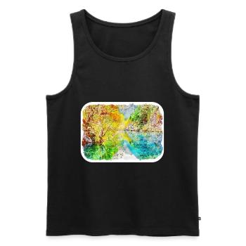 Esquisse d’aquarelle de Chine Illustration dessinée à la main - Débardeur bio Premium Homme - noir - Devant - Michal (187cm)