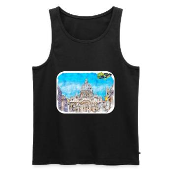 Giant Church Spain Watercolor Sketch Illustration - Men's Premium Organic Tank Top - black - Front - Michal (187cm)