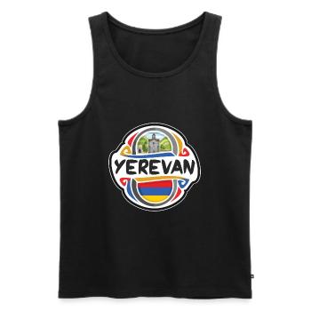 Yerevan Armenia Flag Badge Travel Souvenir Stamp - Men's Premium Organic Tank Top - black - Front - Michal (187cm)