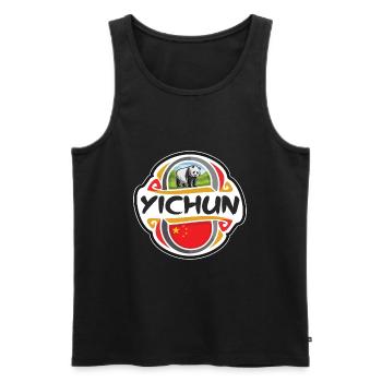Yichun Chine Drapeau Badge Souvenir de Voyage Timbre - Débardeur bio Premium Homme - noir - Devant - Michal (187cm)
