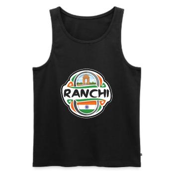 Ranchi India Flag Badge Souvenir de voyage - Débardeur bio Premium Homme - noir - Devant - Michal (187cm)