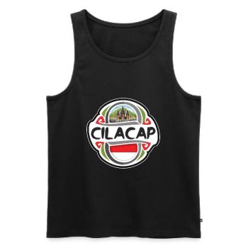 Cilacap Indonesia Flag Badge Travel Souvenir Stamp - Men's Premium Organic Tank Top - black - Front - Michal (187cm)