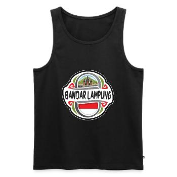 Bandar Lampung Indonésie Drapeau Voyage Souvenir Badg - Débardeur bio Premium Homme - noir - Devant - AI Model Male 178 light (178cm)