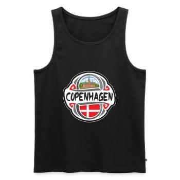 Copenhague Danemark Drapeau Voyage Souvenir Badge Stam - Débardeur bio Premium Homme - noir - Devant - Michal (187cm)