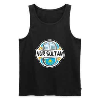 Nur Sultan Kazakhstan Flag Travel Souvenir Badge S - Men's Premium Organic Tank Top - black - Front - Michal (187cm)