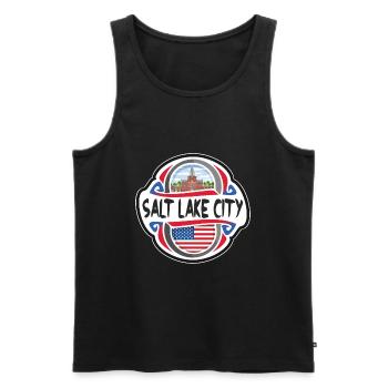 Salt Lake City États-Unis Drapeau des États-Unis Voyage Souve - Débardeur bio Premium Homme - noir - Devant - AI Model Male 178 light (178cm)