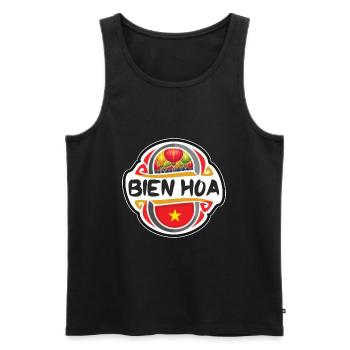 Bien Hoa Vietnam Drapeau Badge Voyage Souvenir Timbre - Débardeur bio Premium Homme - noir - Devant - AI Model Male 178 light (178cm)
