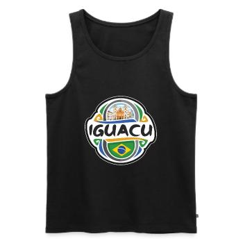 Iguacu Brésil Drapeau Badge Voyage Souvenir Timbre - Débardeur bio Premium Homme - noir - Devant - Michal (187cm)
