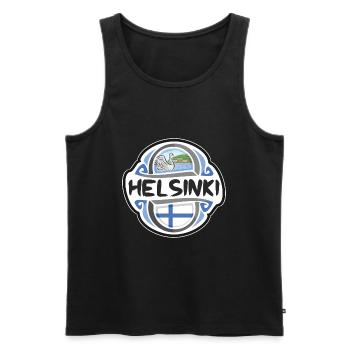Helsinki Finnland Flagge Abzeichen Reise Souvenir Briefmarke - Männer Premium Bio Tank Top - Schwarz - Vorne - Michal (187cm)