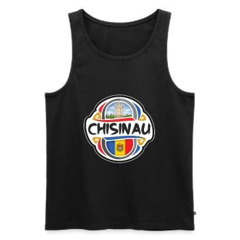 Chisinau Moldavie Drapeau Badge Voyage Souvenir Timbre - Débardeur bio Premium Homme - noir - Devant - Michal (187cm)