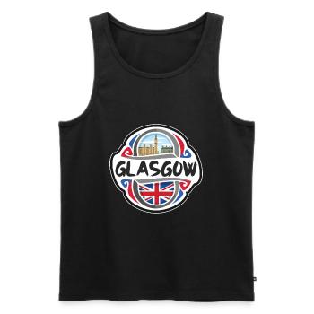 Glasgow UK United Kingdom Flag Travel Souvenir Bad - Men's Premium Organic Tank Top - black - Front - AI Model Male 178 light (178cm)
