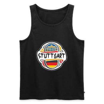 Stuttgart Deutschland Flaggenabzeichen Reise Souvenir Briefmarke - Männer Premium Bio Tank Top - Schwarz - Vorne - Michal (187cm)