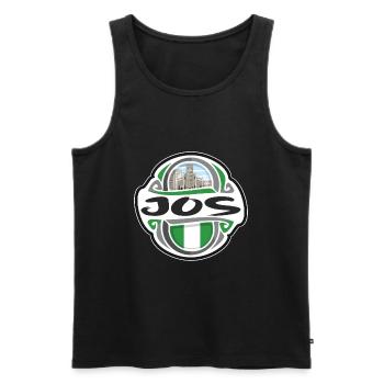 Jos Nigeria Flag Badge Travel Souvenir Stamp - Men's Premium Organic Tank Top - black - Front - Michal (187cm)