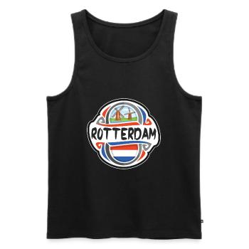 Rotterdam Netherlands Flag Travel Souvenir Badge S - Men's Premium Organic Tank Top - black - Front - AI Model Male 178 light (178cm)